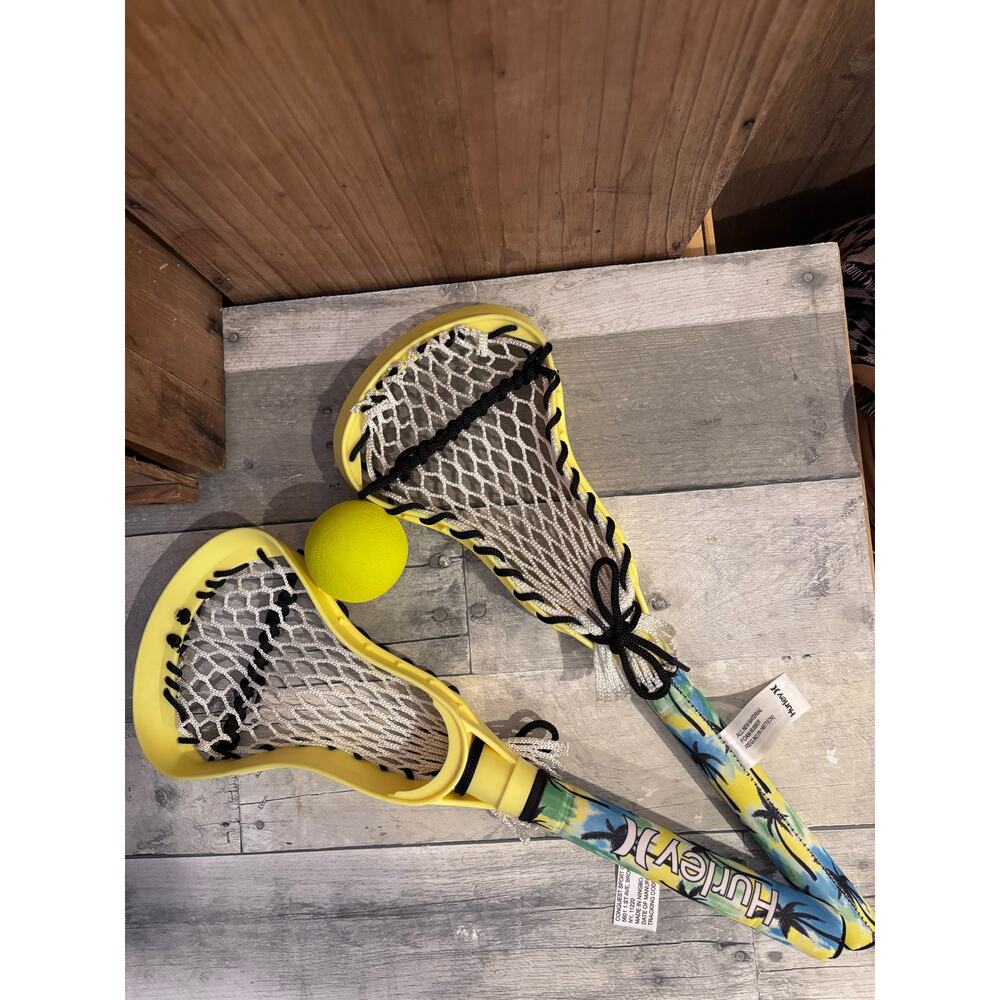 HURLEY Kids Water Lacrosse Sticks Set With Ball Neon Yellow Green POOL TOY!!